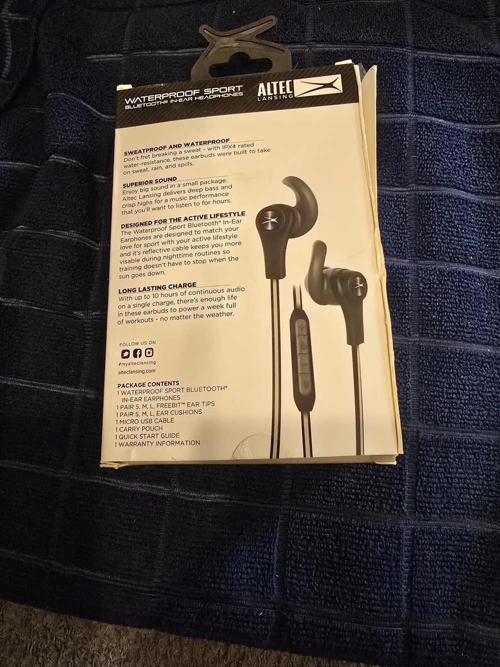 Altec Lansing Waterproof Sport Bluetooth In-Ear Headphones - Onyx Black